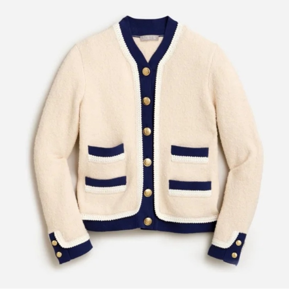 J. Crew Cream and Blue Cardigan Sweater